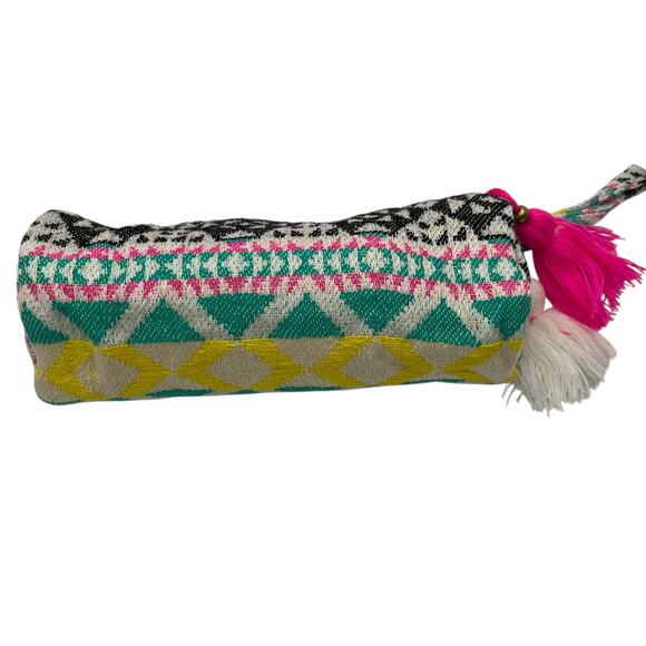 Lovestitch Bohemian Geometric Tasseled Colorful Pencil Case Makeup Bag Gift NWT - Picture 1 of 9